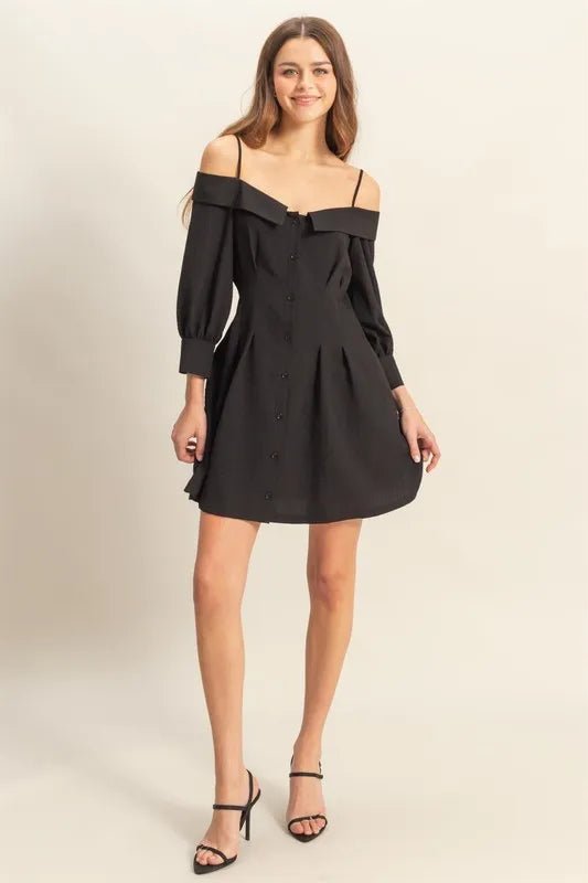 HYFVE Button Down Spaghetti Strap Mini Dress with Pockets - Love Salve